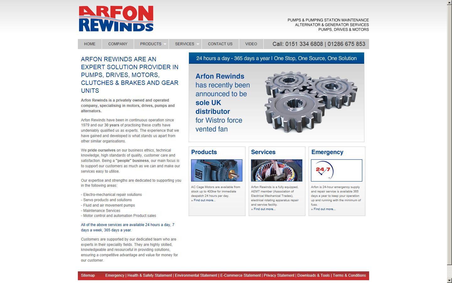 Arfon Rewinds Ltd Website