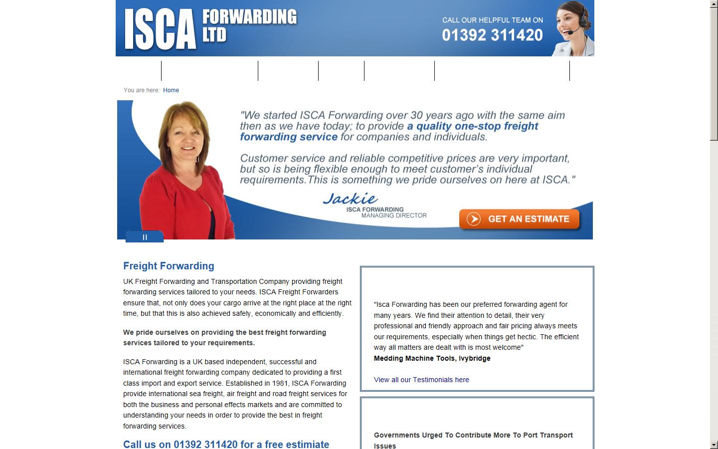 Isca Forwarding Ltd Website