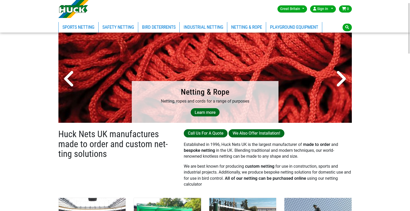 Huck Nets UK Ltd Website