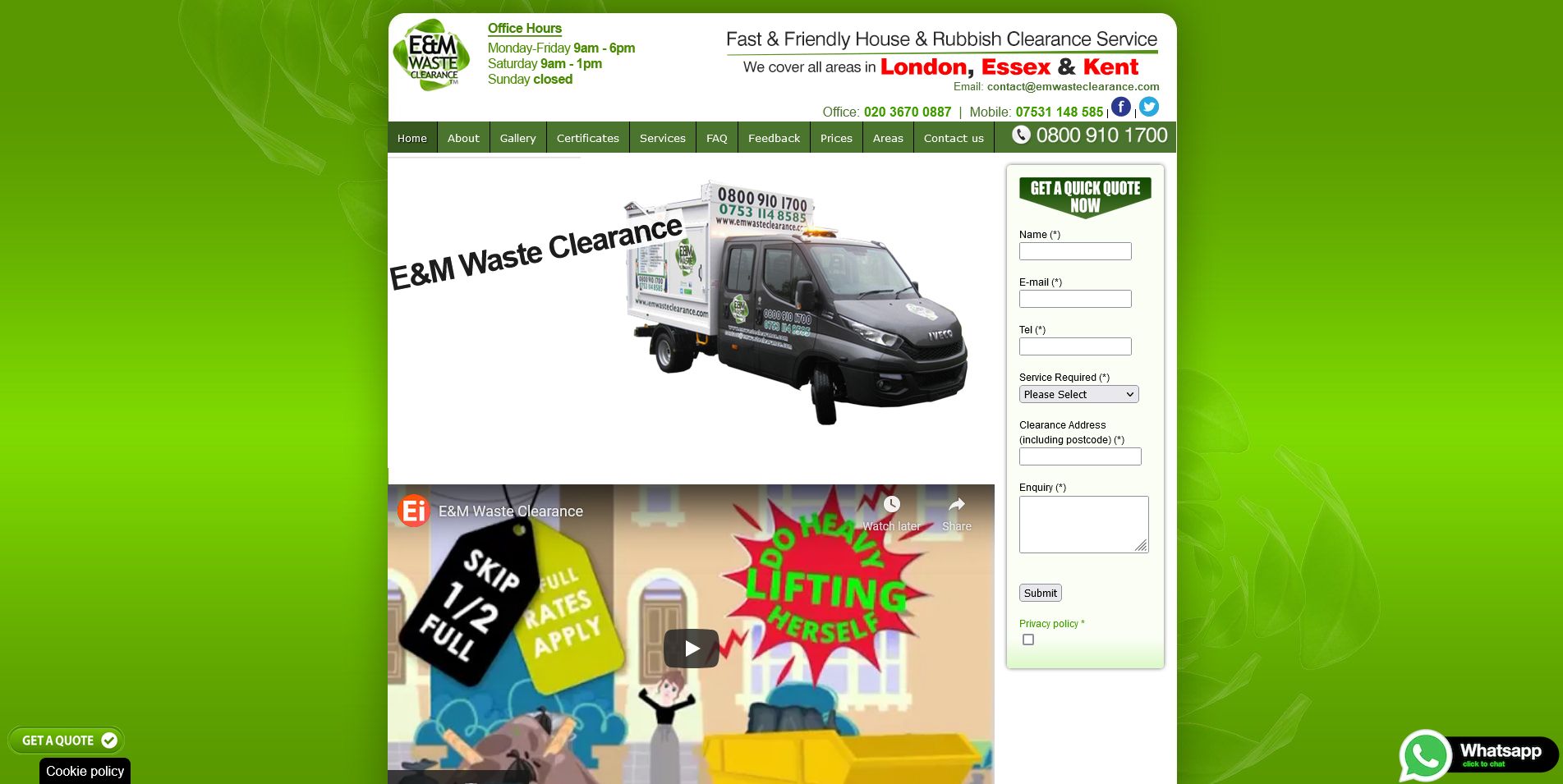 E & M Waste Clearance Website