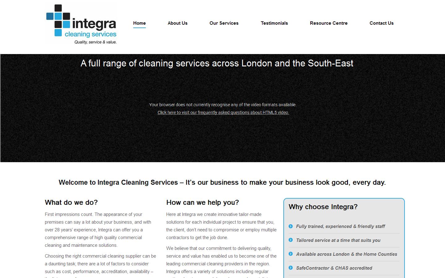 Integra Cleaning Services Website