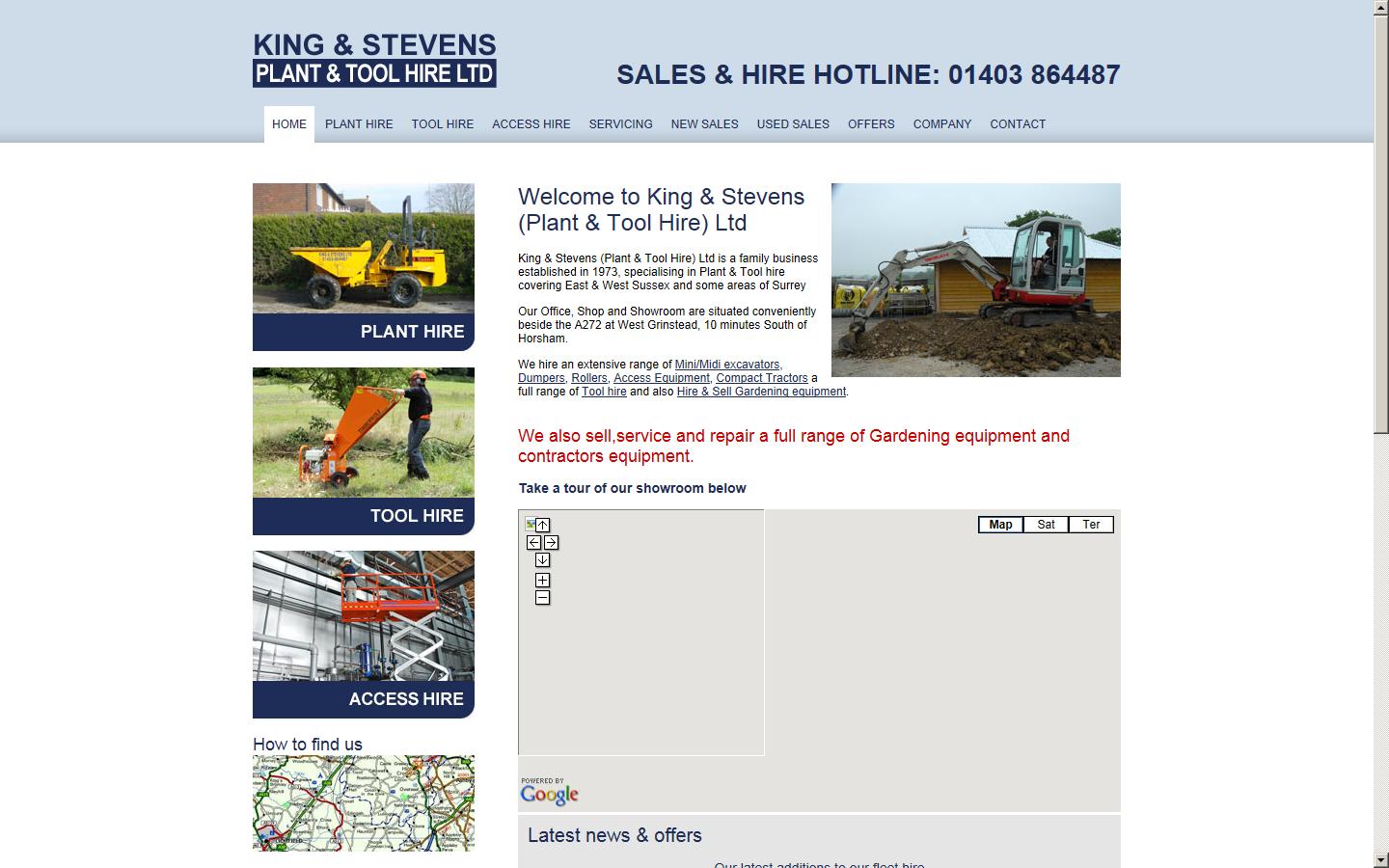 King & Stevens (Plant & Tool Hire) Ltd Website