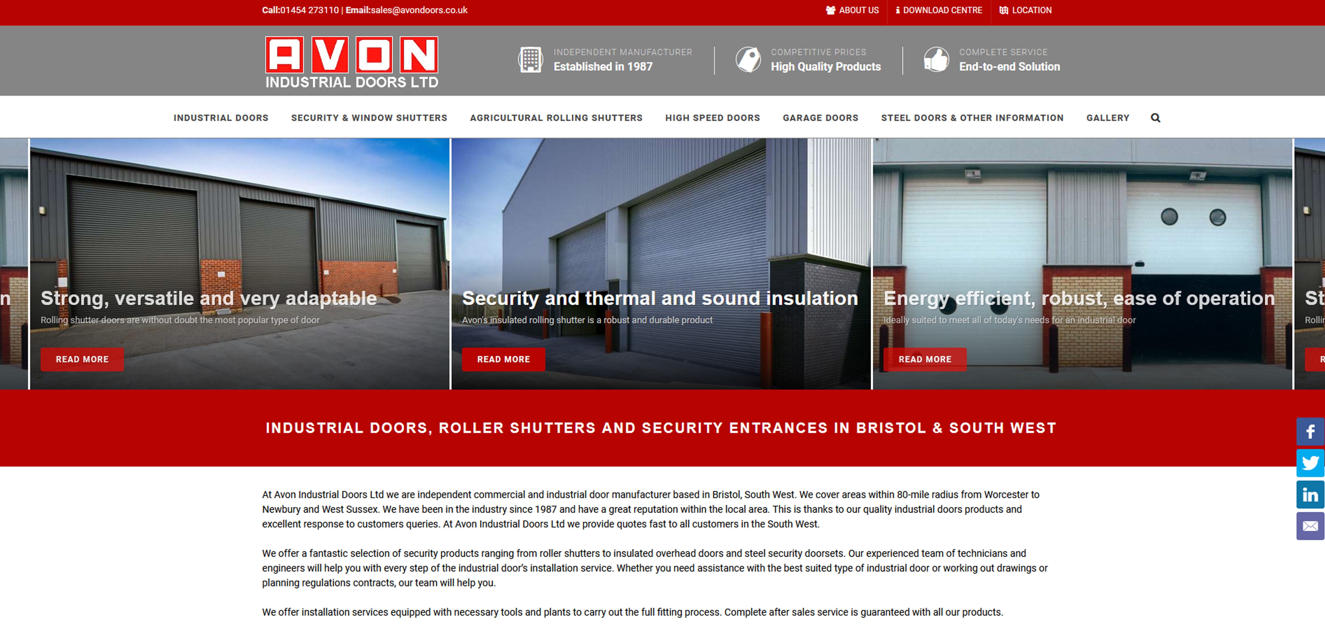 Avon Industrial Doors Website