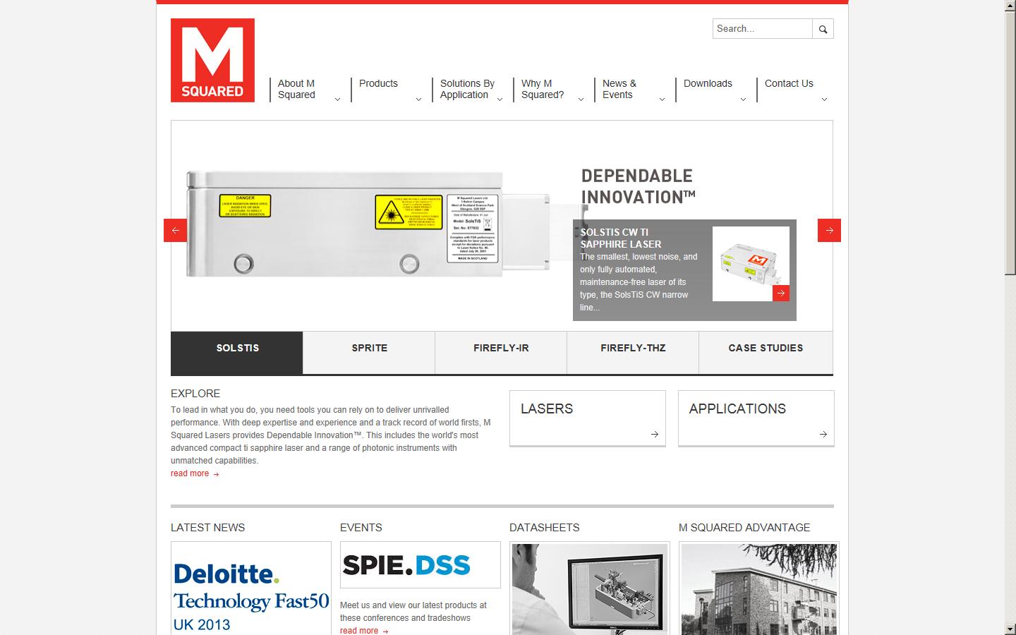 M Squared lasers Ltd Website