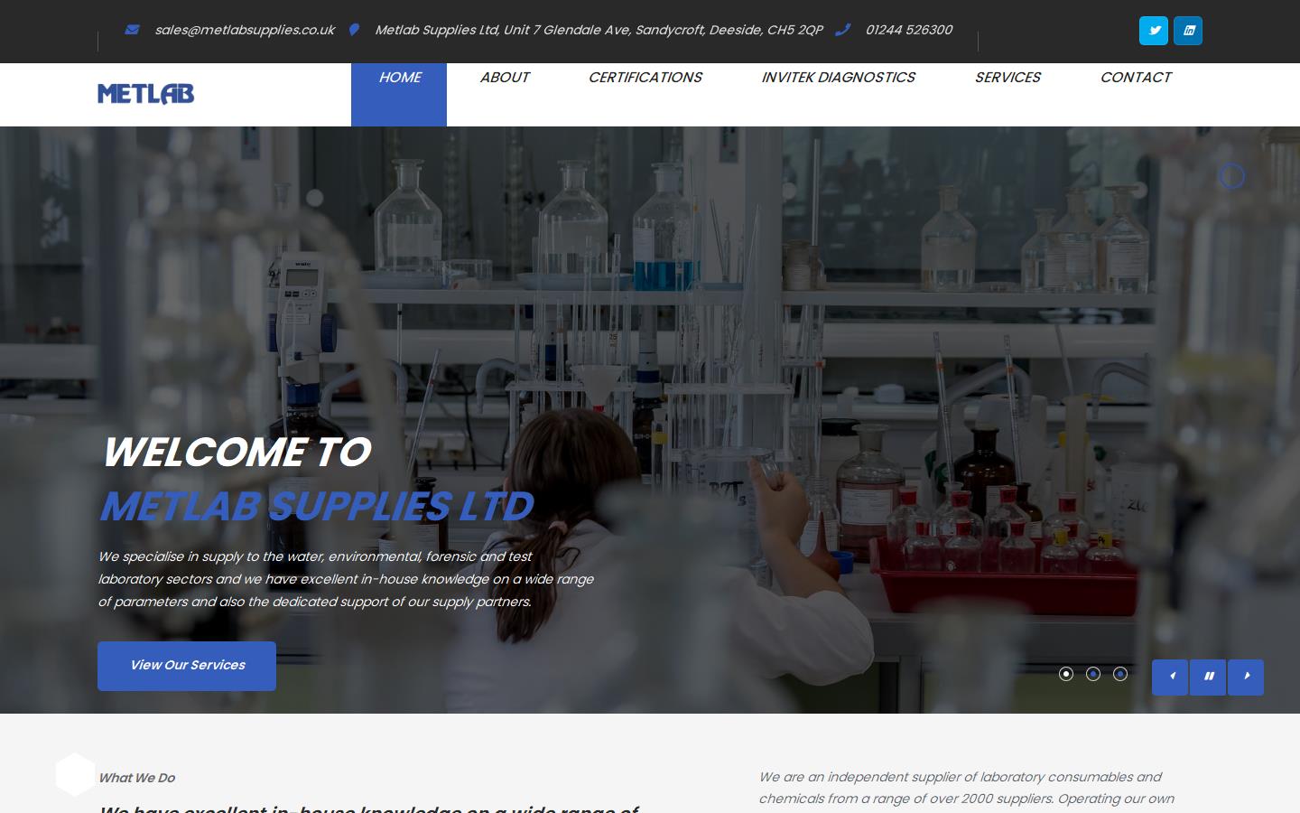 Metlab Supplies Ltd Website