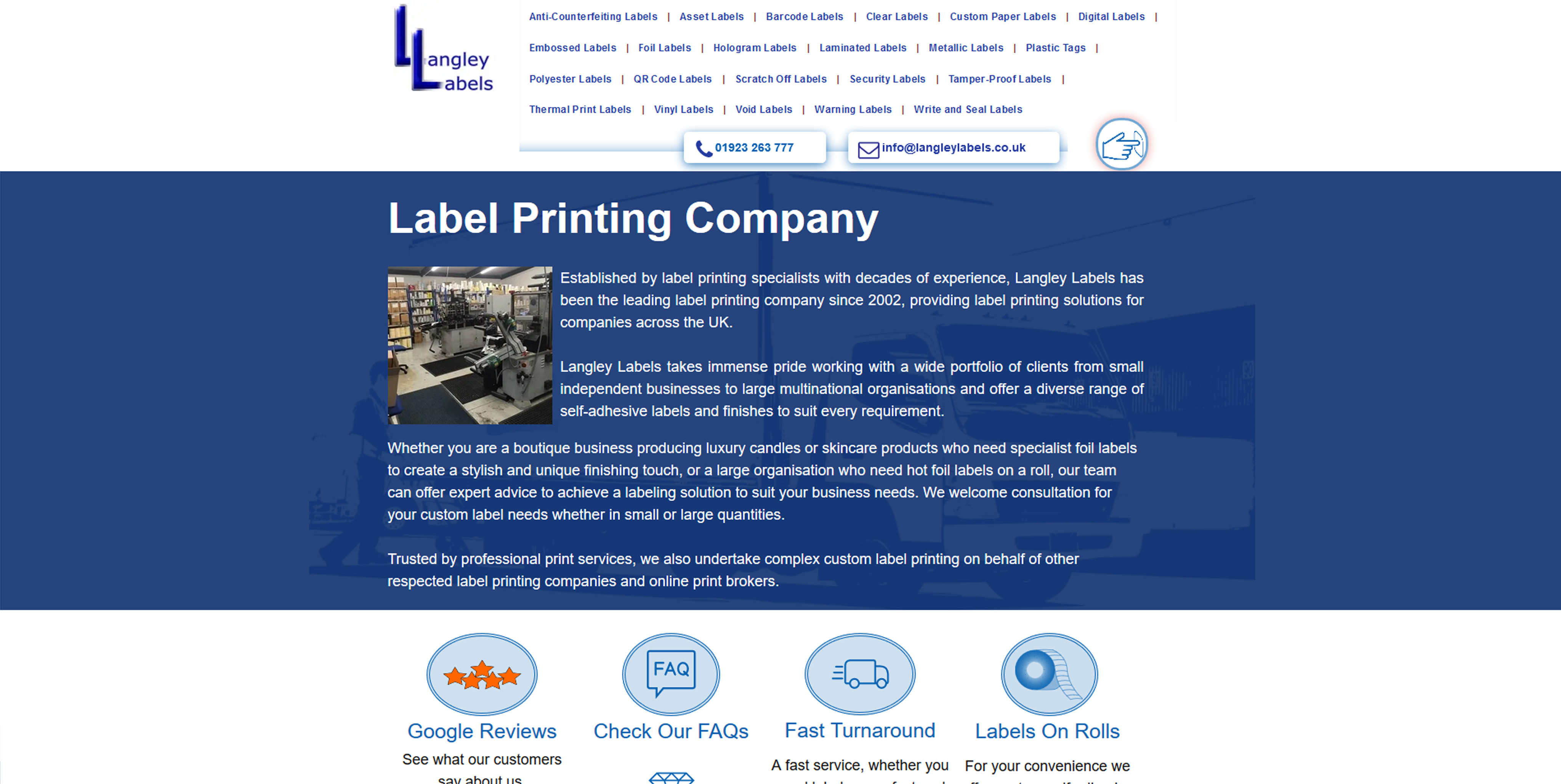 Langley Labels Ltd Website