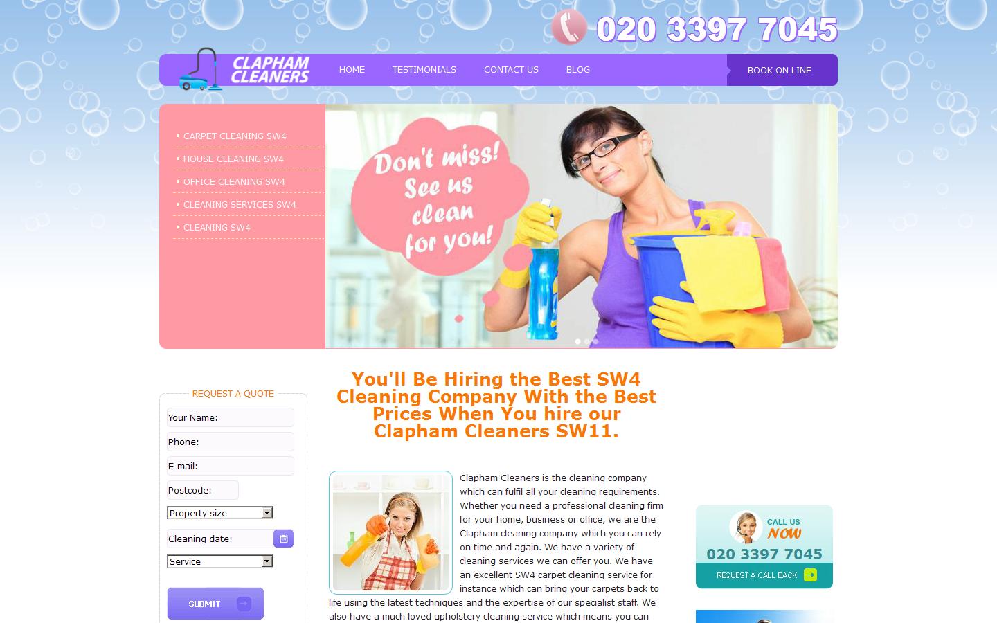 Clapham Cleaners Ltd Website