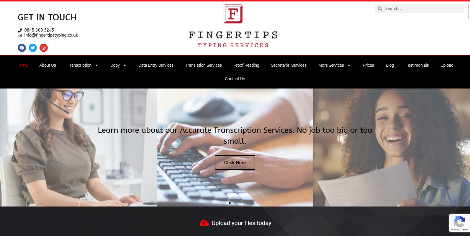 Fingertips Typing Services Ltd Website