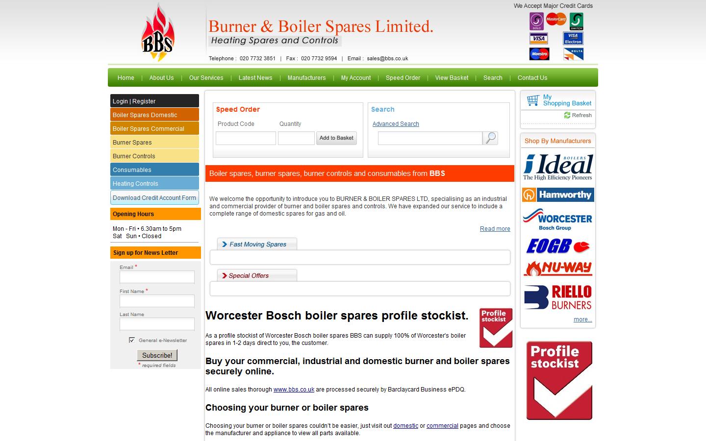 Burner & Boiler Spares Ltd Website