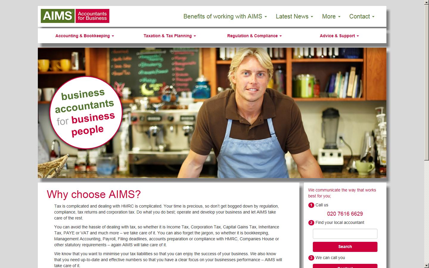 AIMS Accountants for Business Website