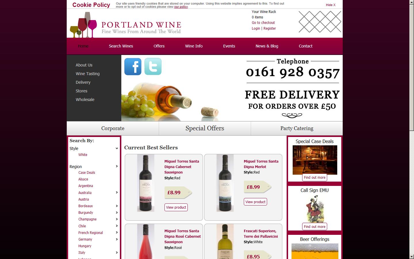 Portland Wine Ltd Website