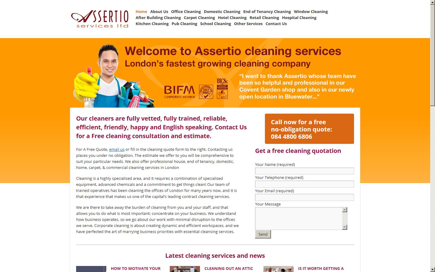 Assertio Office Cleaning Company London Website