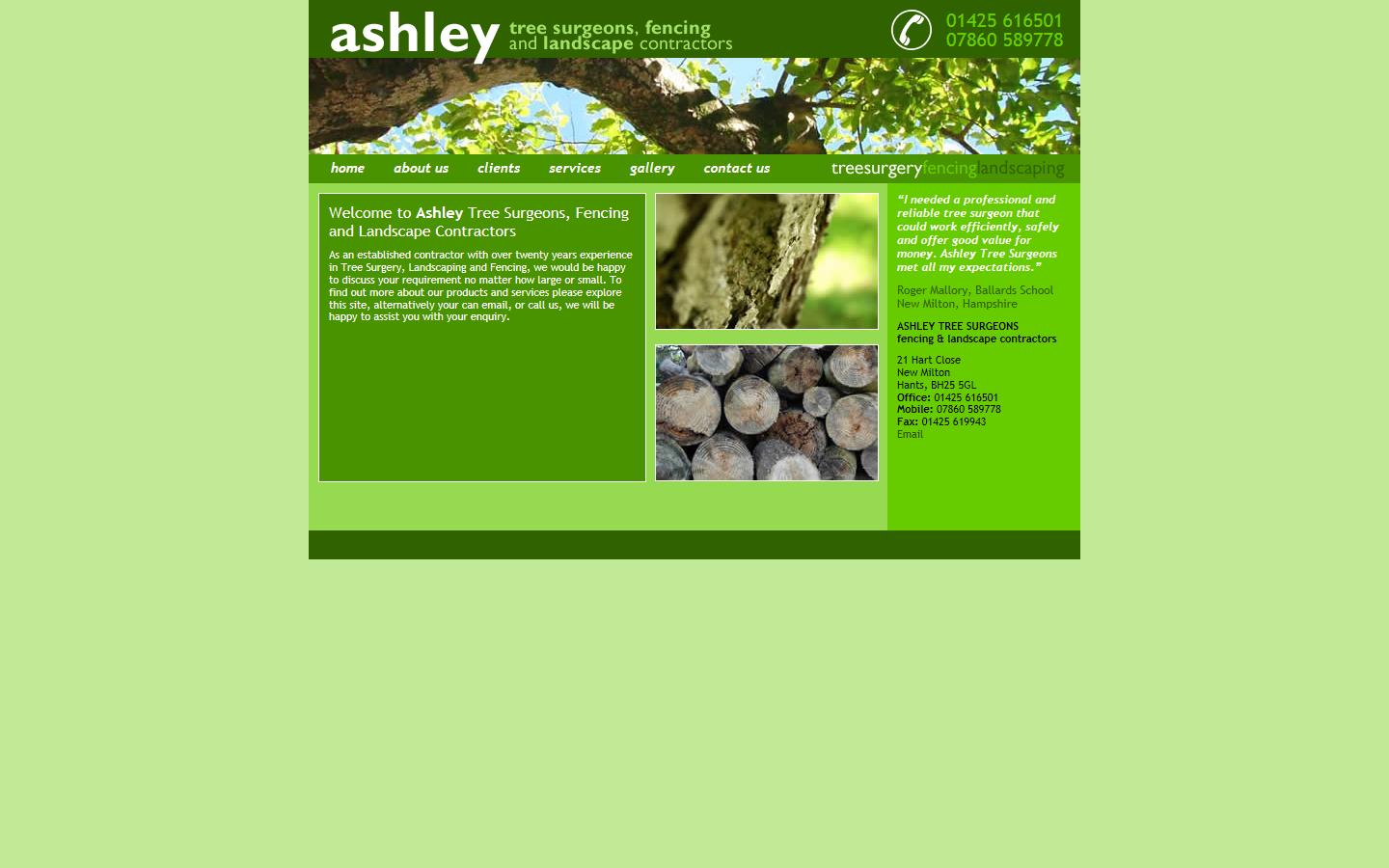 Ashley Tree Surgeons fencing & landscape contractors Website