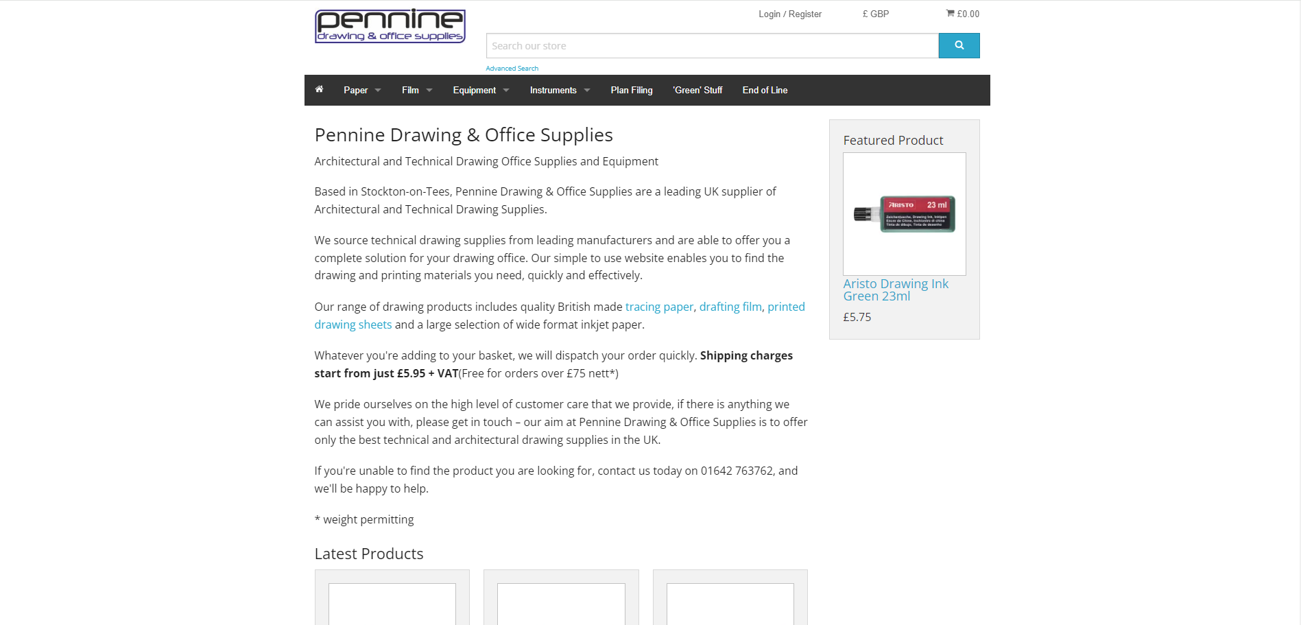 Pennine Drawing Office Supplies Website