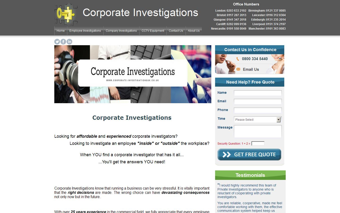 Corporate Investigations UK Website