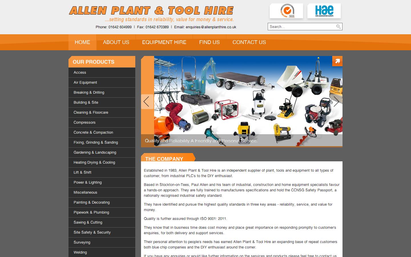 Allen Plant & Tool Hire Website