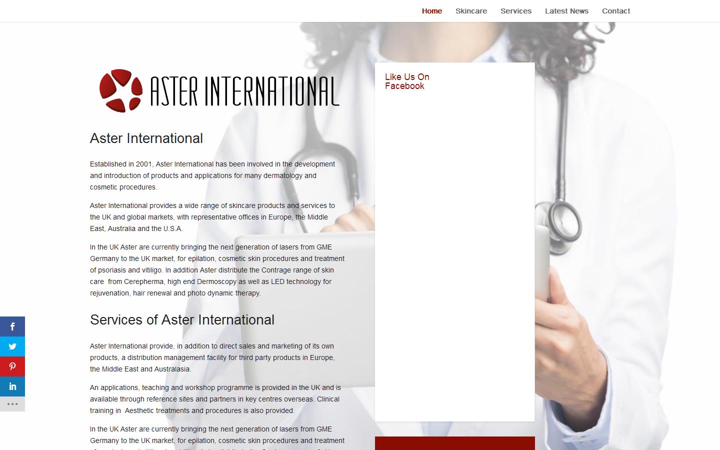 Aster International Ltd Website