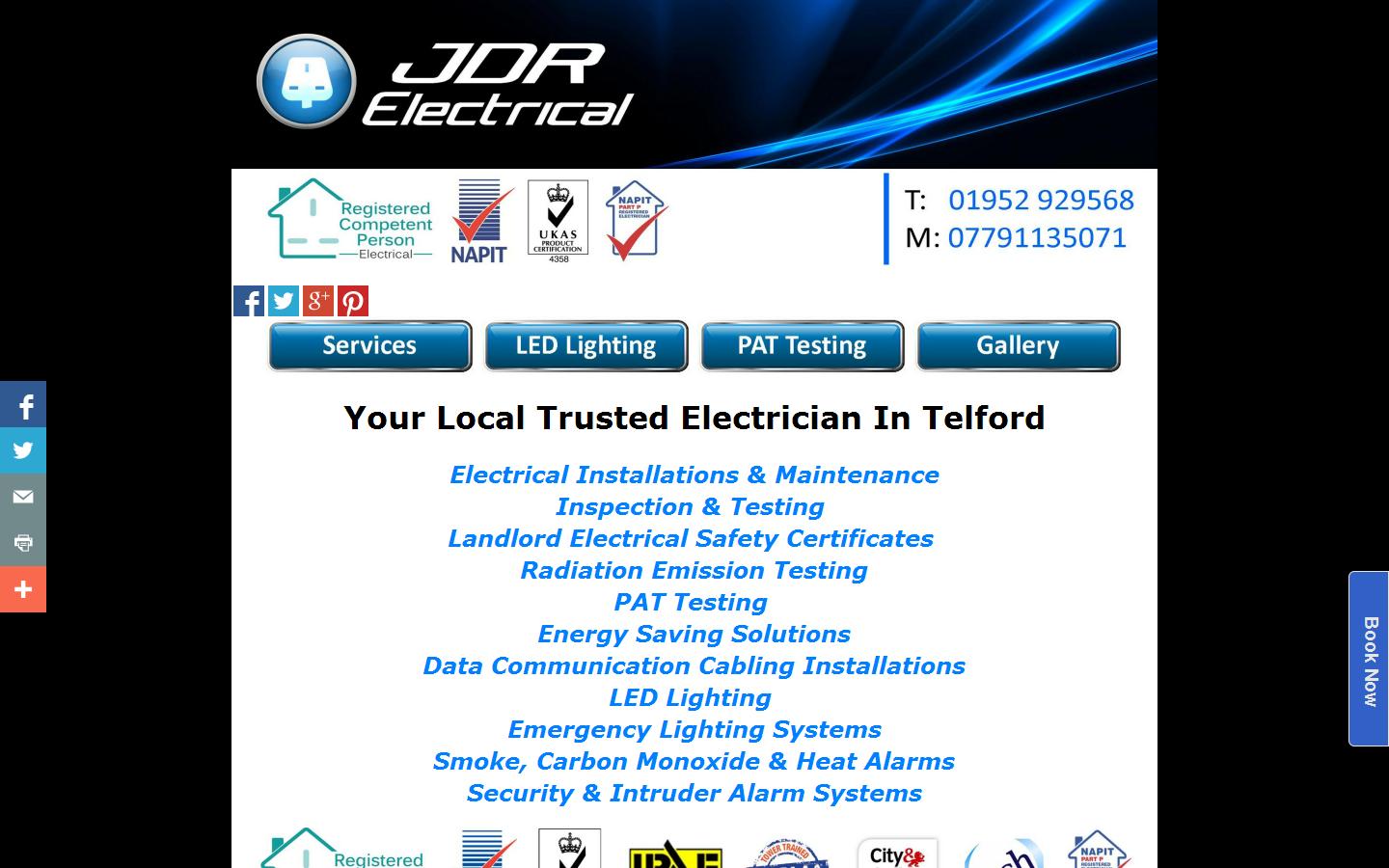 JDR Electrical & PAT Testing Website