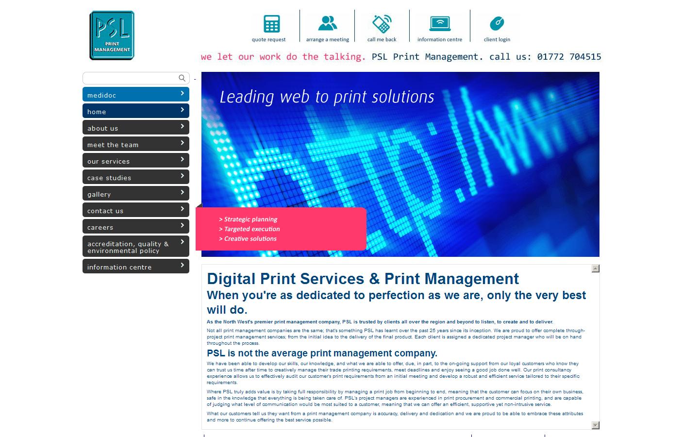 PSL Print Management Ltd Website