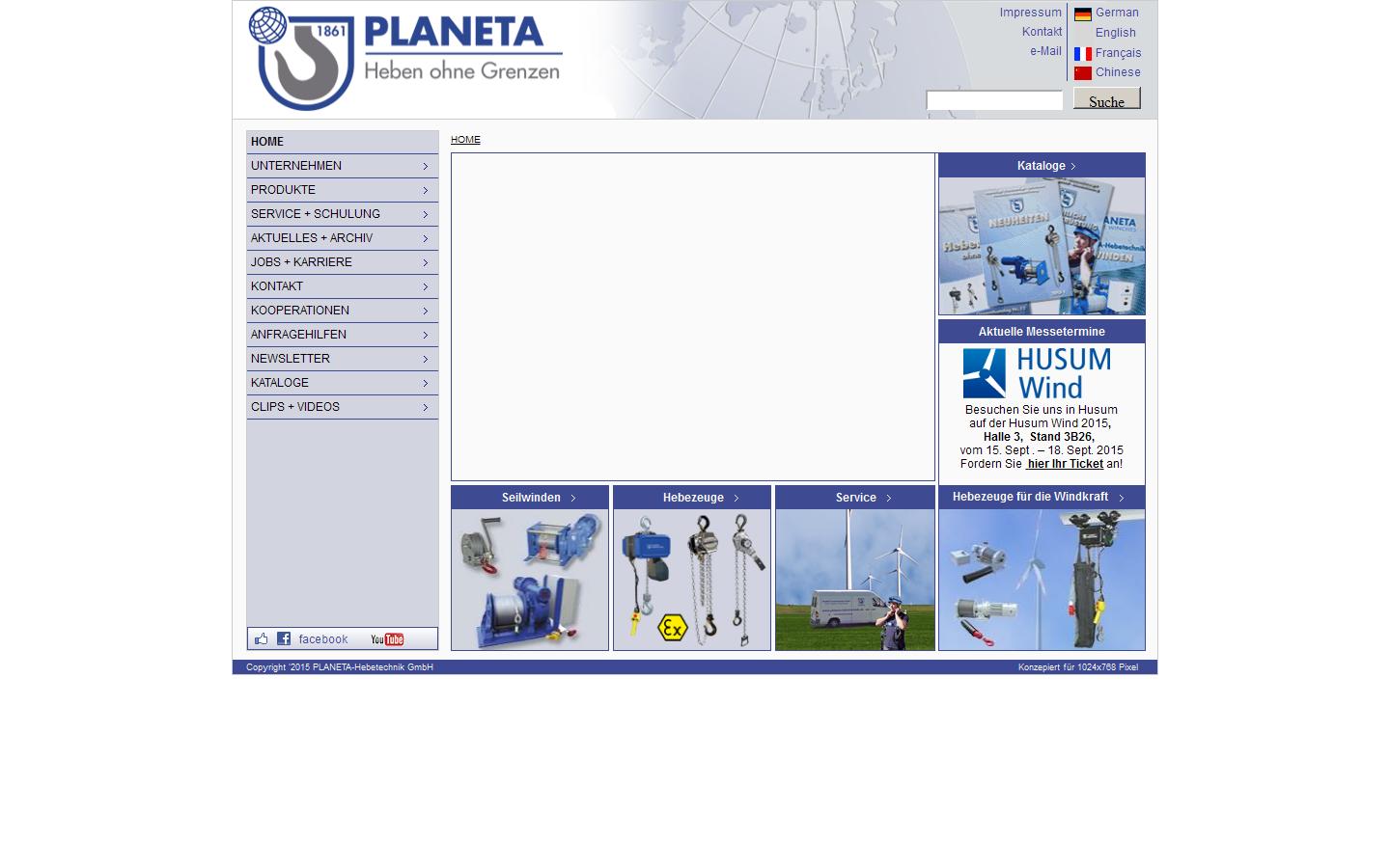 PLANETA-Hebetechnik GmbH Website