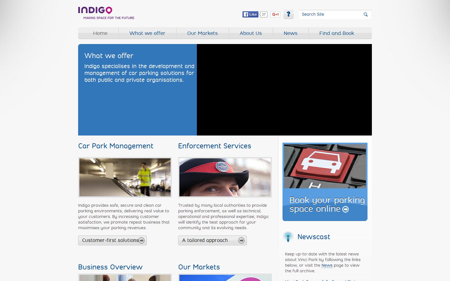 Indigo Parking Services Website