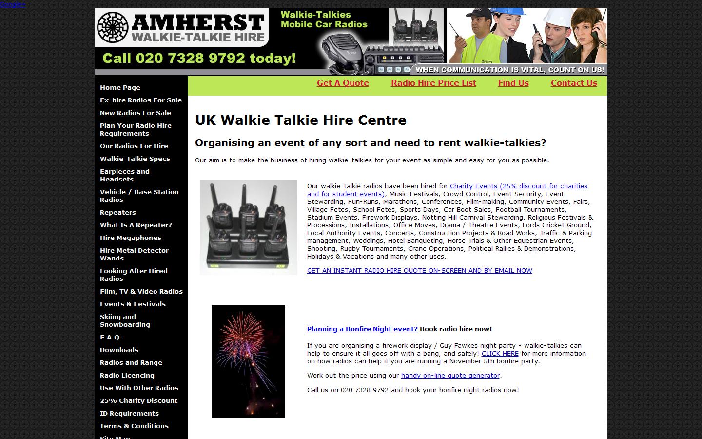 Amherst Walkie Talkie Hire Centre Website