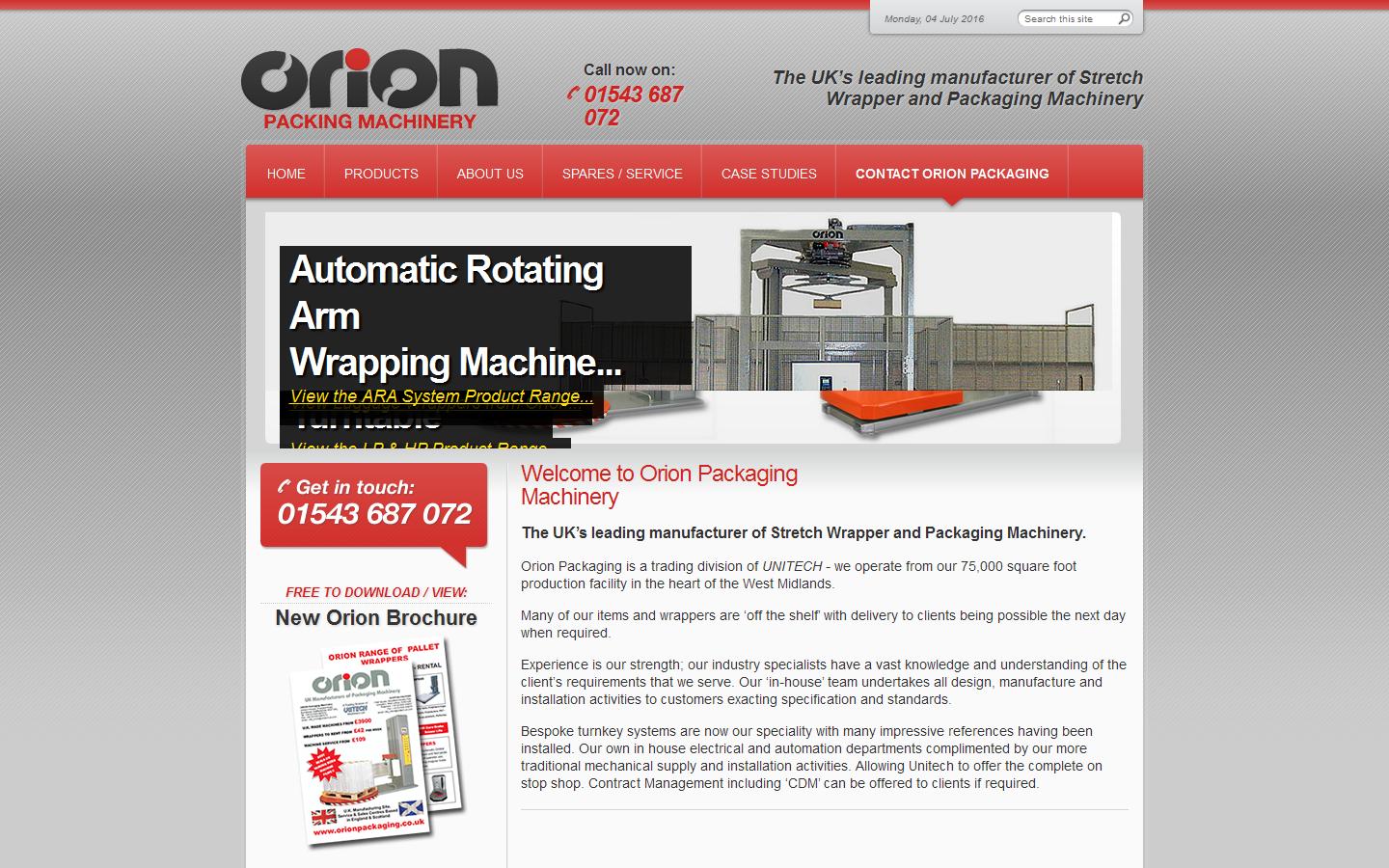 Orion Packaging Machinery Website