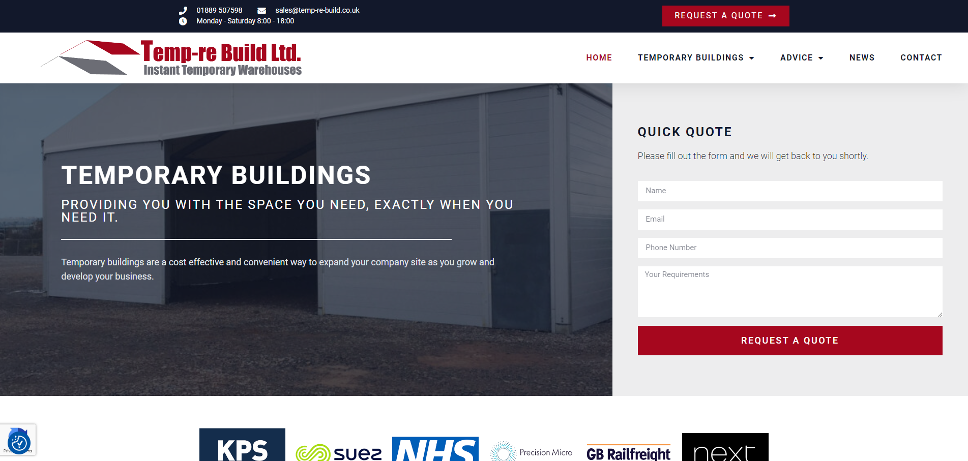 Temp-Re Build Ltd Website