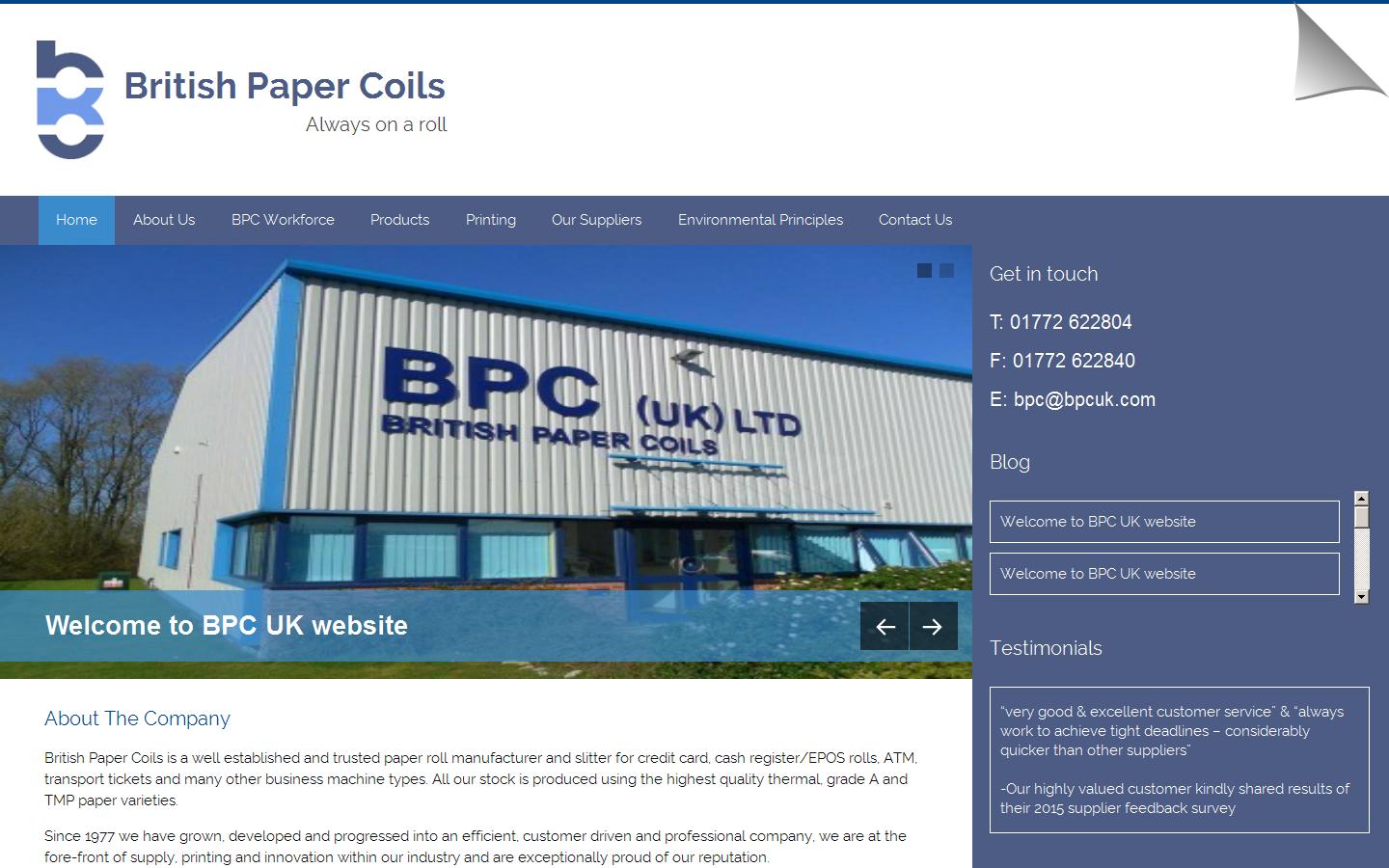 British Paper Coils (BPC UK) Ltd Website