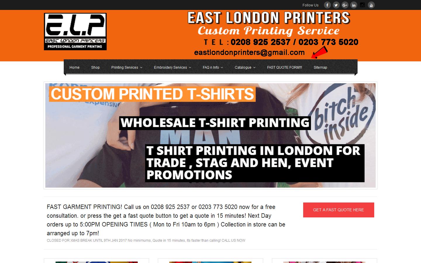 East London Printers Website