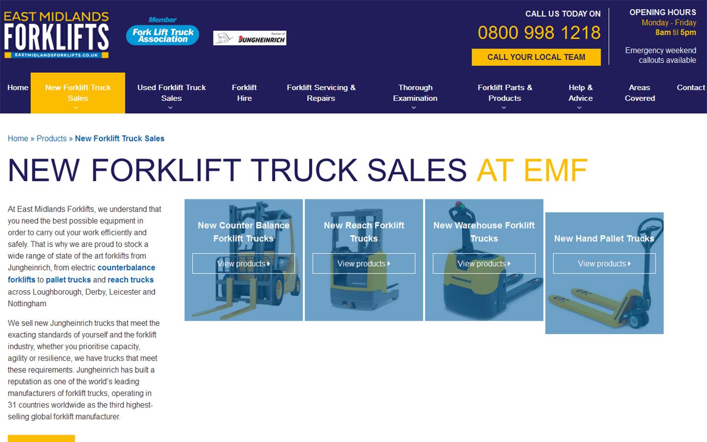 East Midlands Forklifts Website