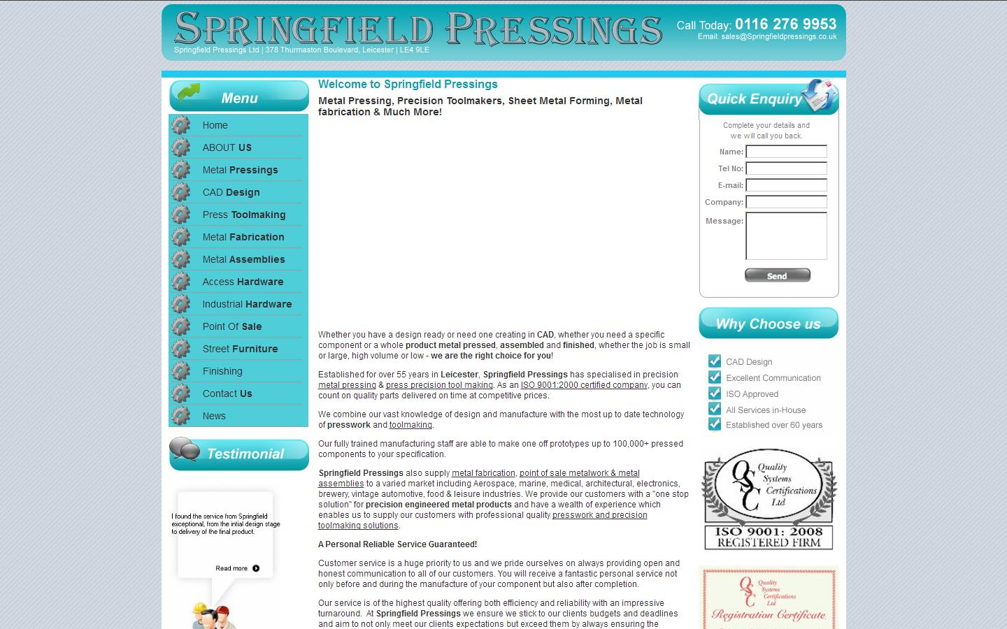 Springfield Pressings Ltd Website