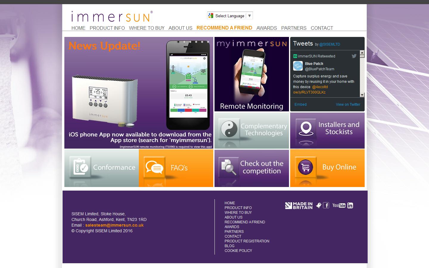 Immersun Website