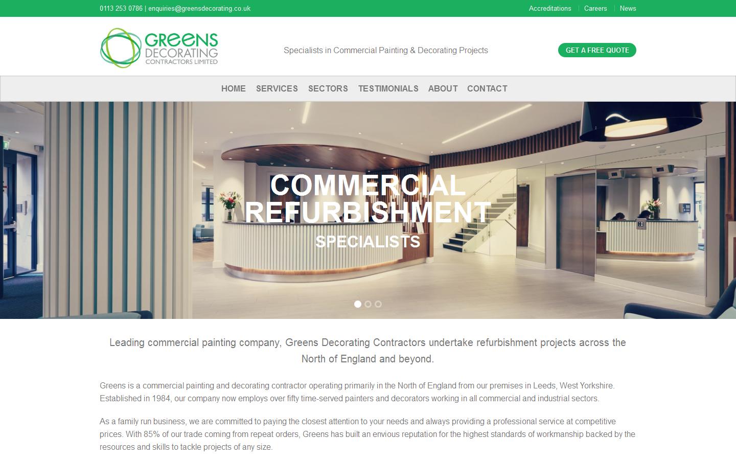 Greens Decorating Contractors Website