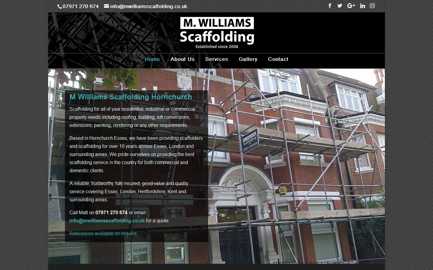 M Williams Scaffolding Website