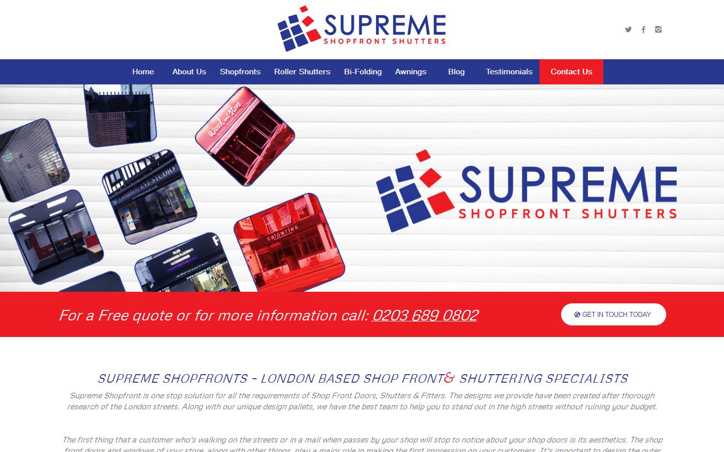 Supreme Shopfront Shutters Ltd Website