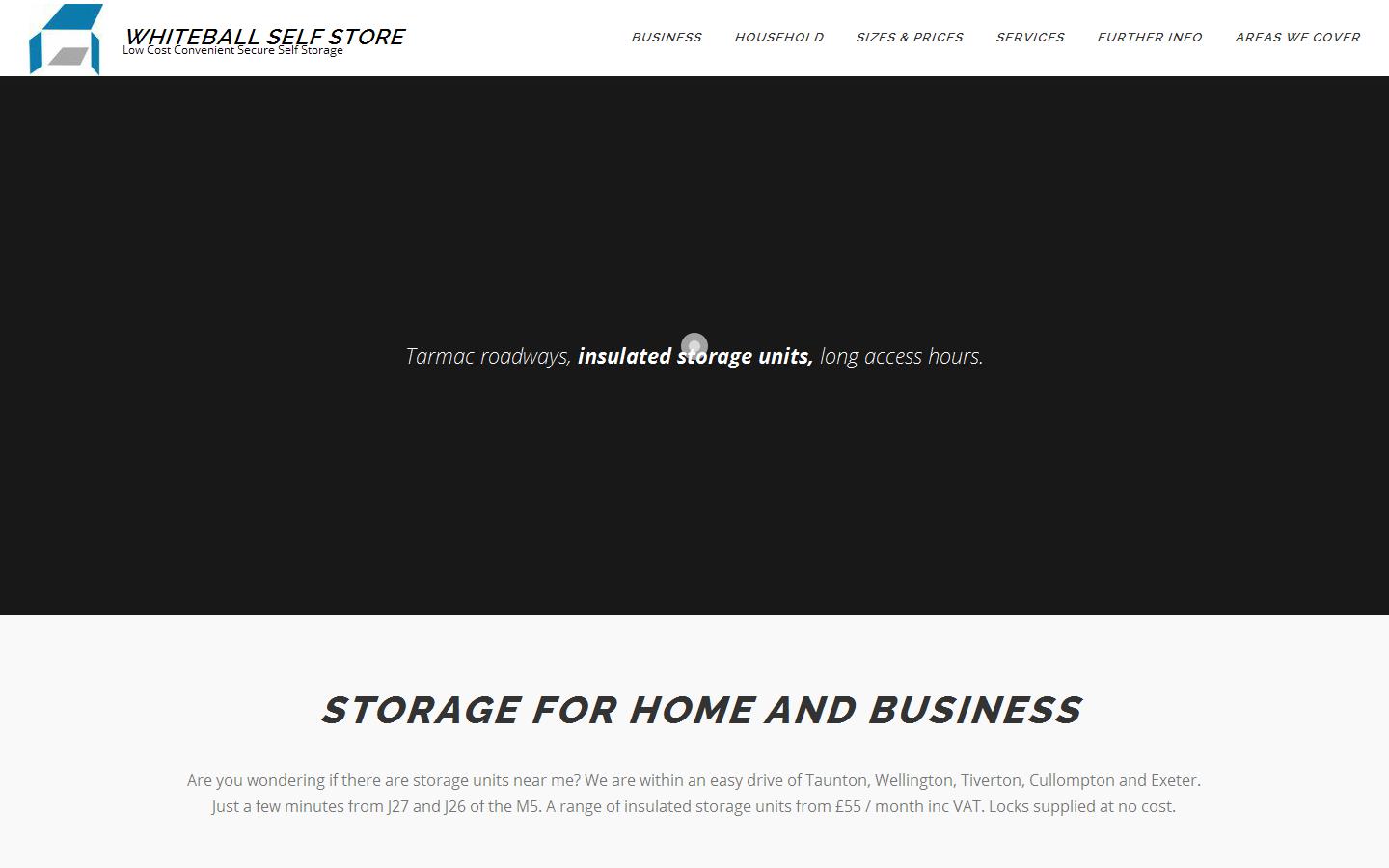 Whiteball Self Storage Website