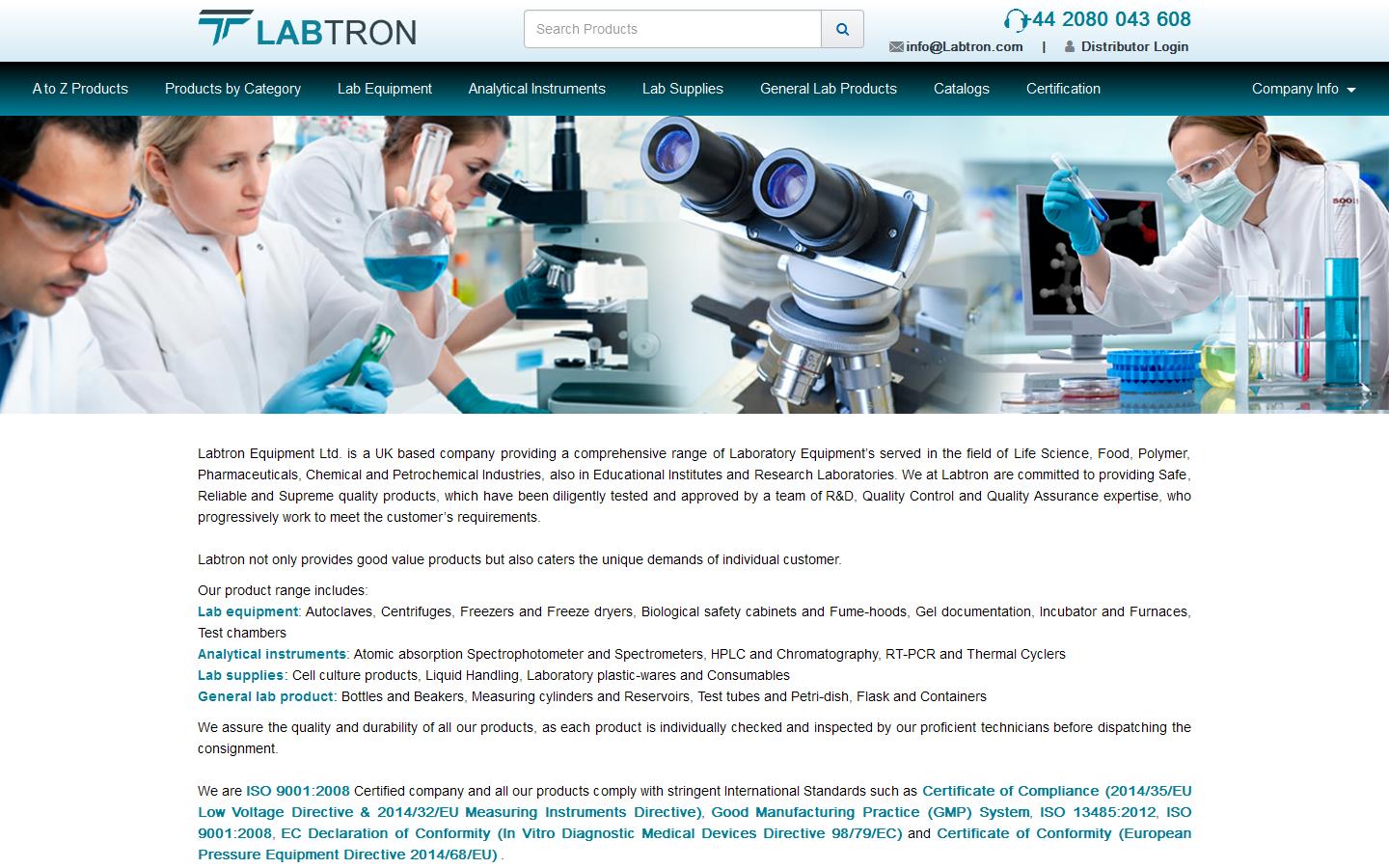 Labtron Equipment Ltd Website