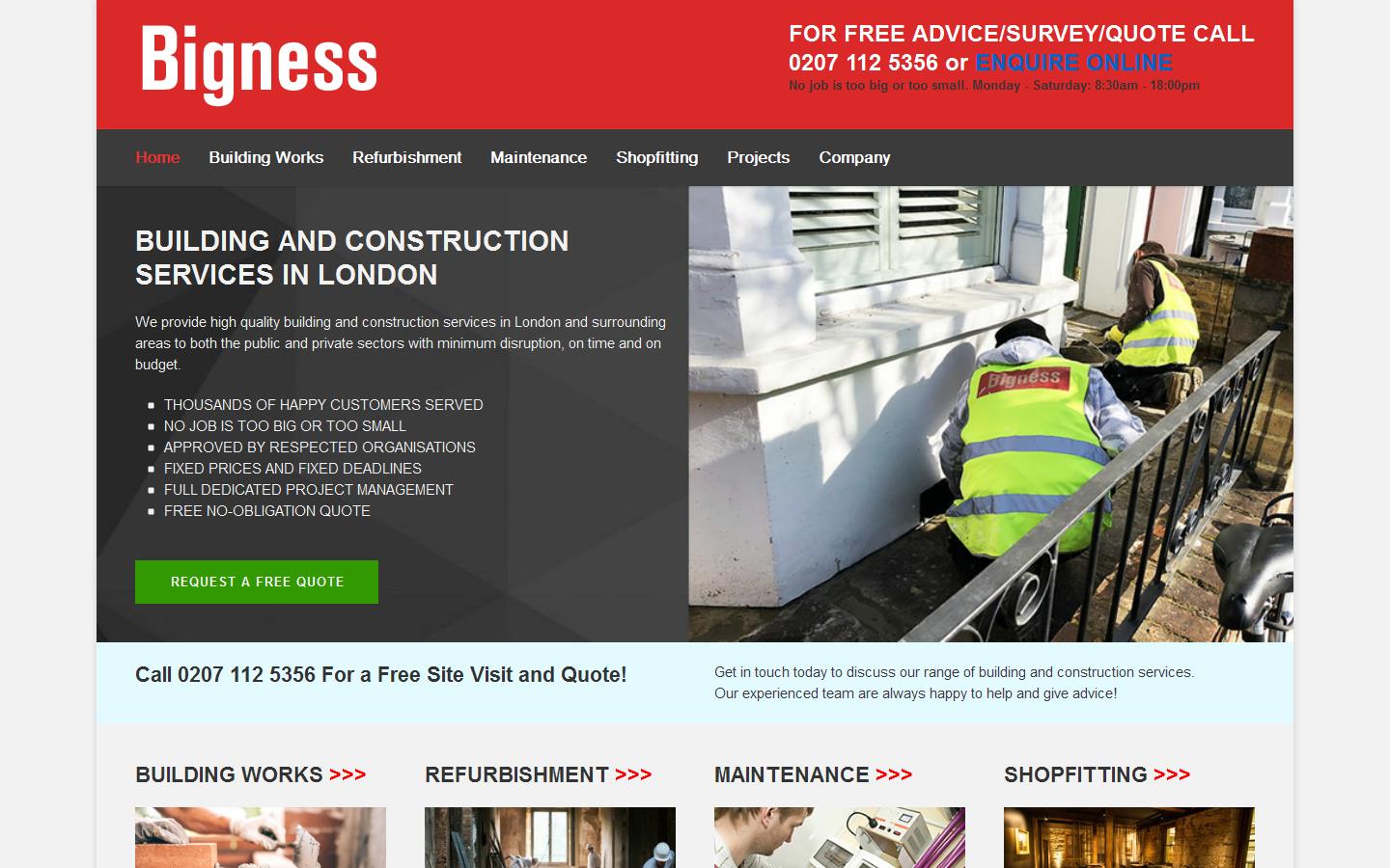 Bigness Construction Group Website