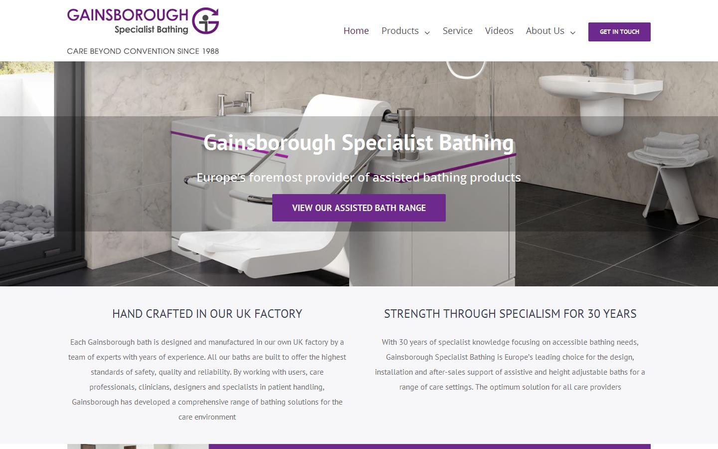 Gainsborough Specialist Bathing Website