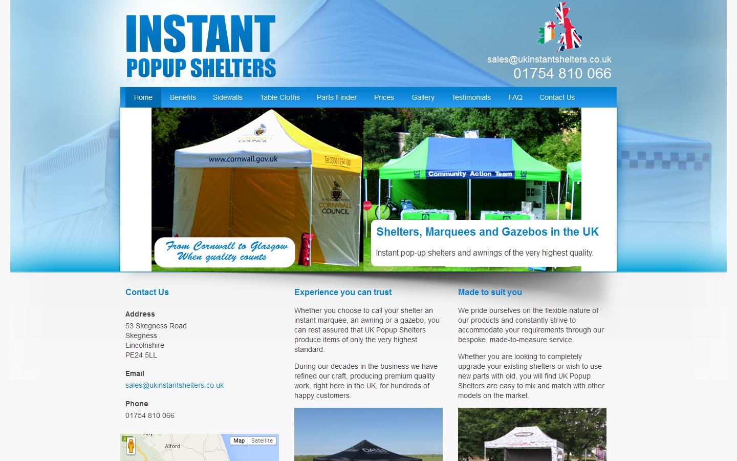 UK Instant Shelters Website