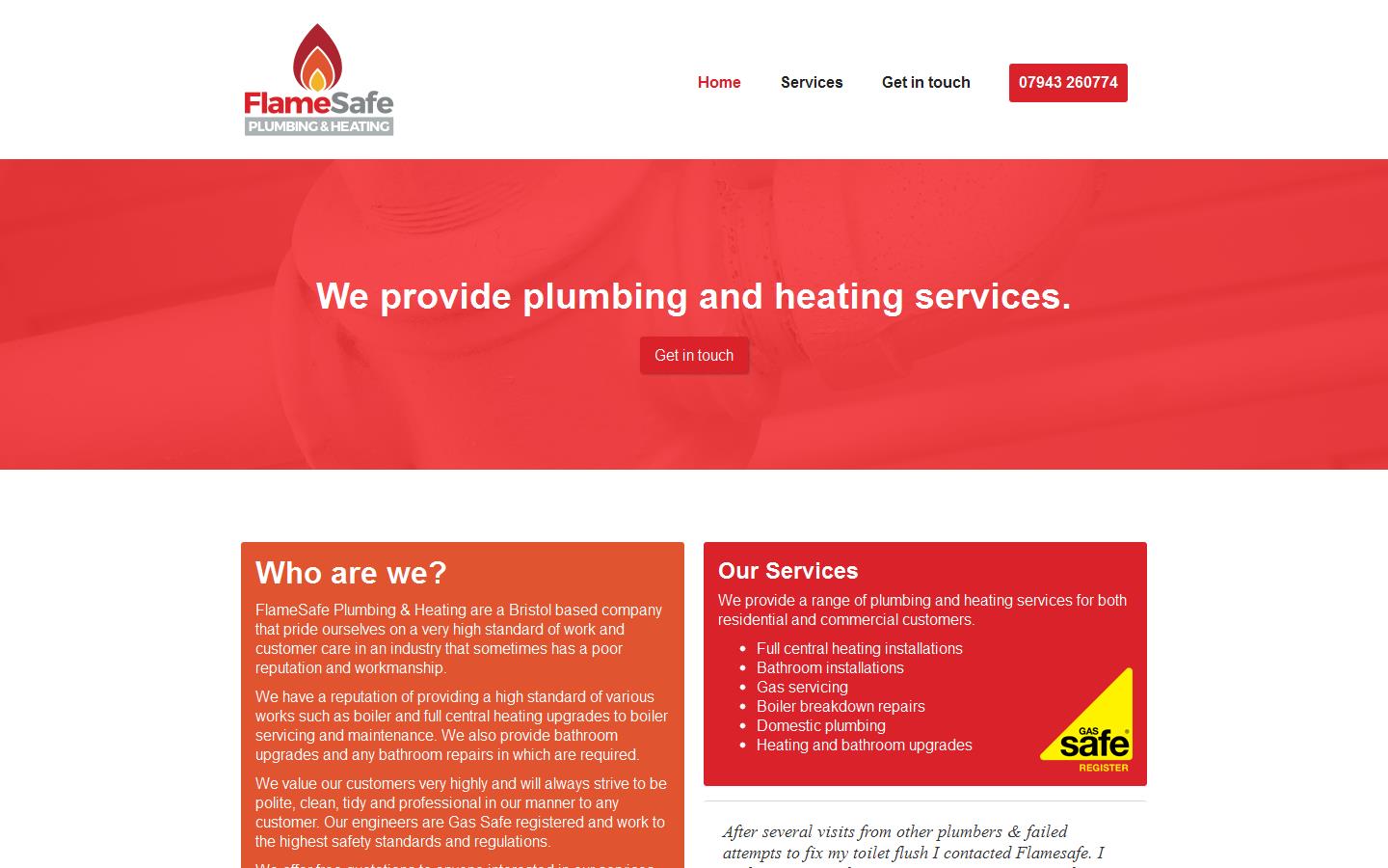 FlameSafe Plumbing & Heating Website