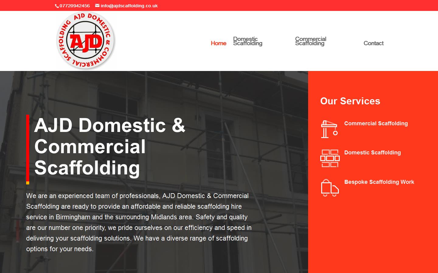 AJD Domestic & Commercial Scaffolding Website