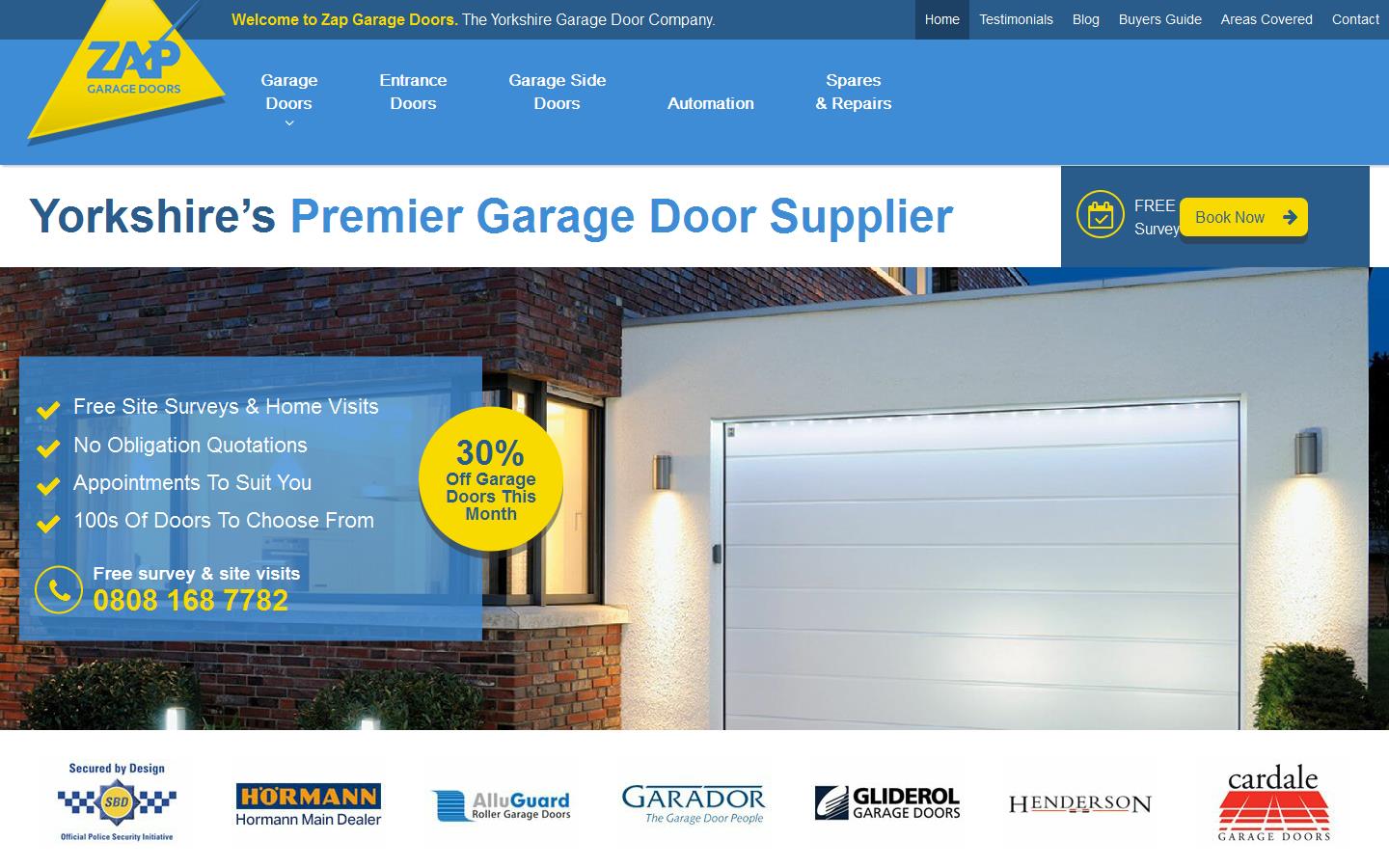 Zap Garage Doors Website