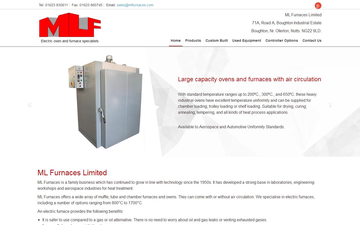 ML Furnaces Ltd Website