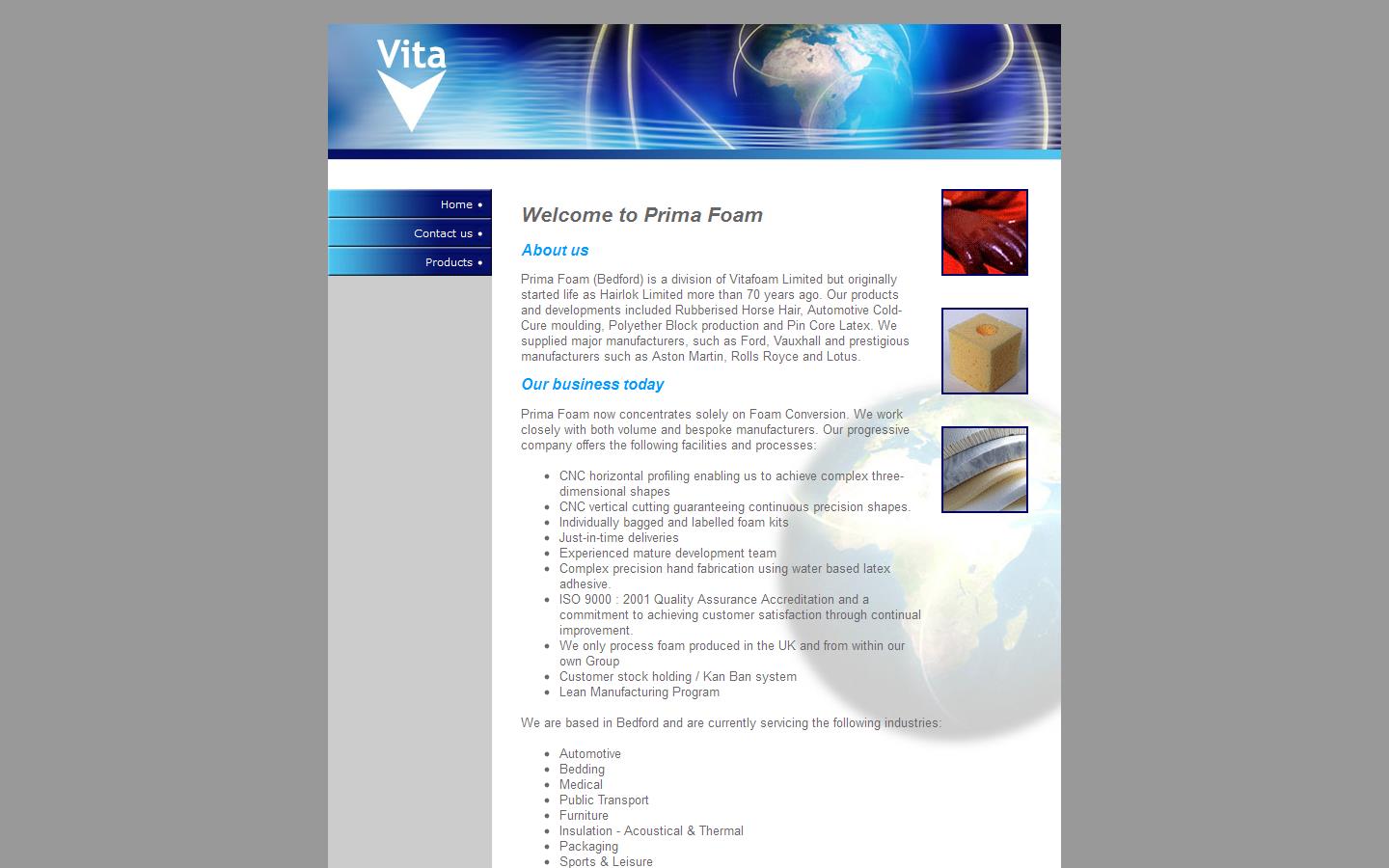 Prima Foam Website