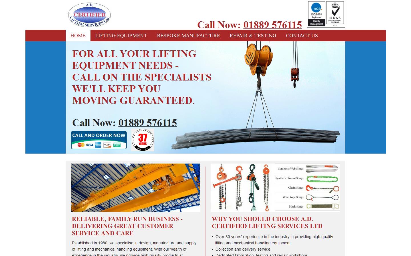 A D Certified Lifting Services Ltd Website