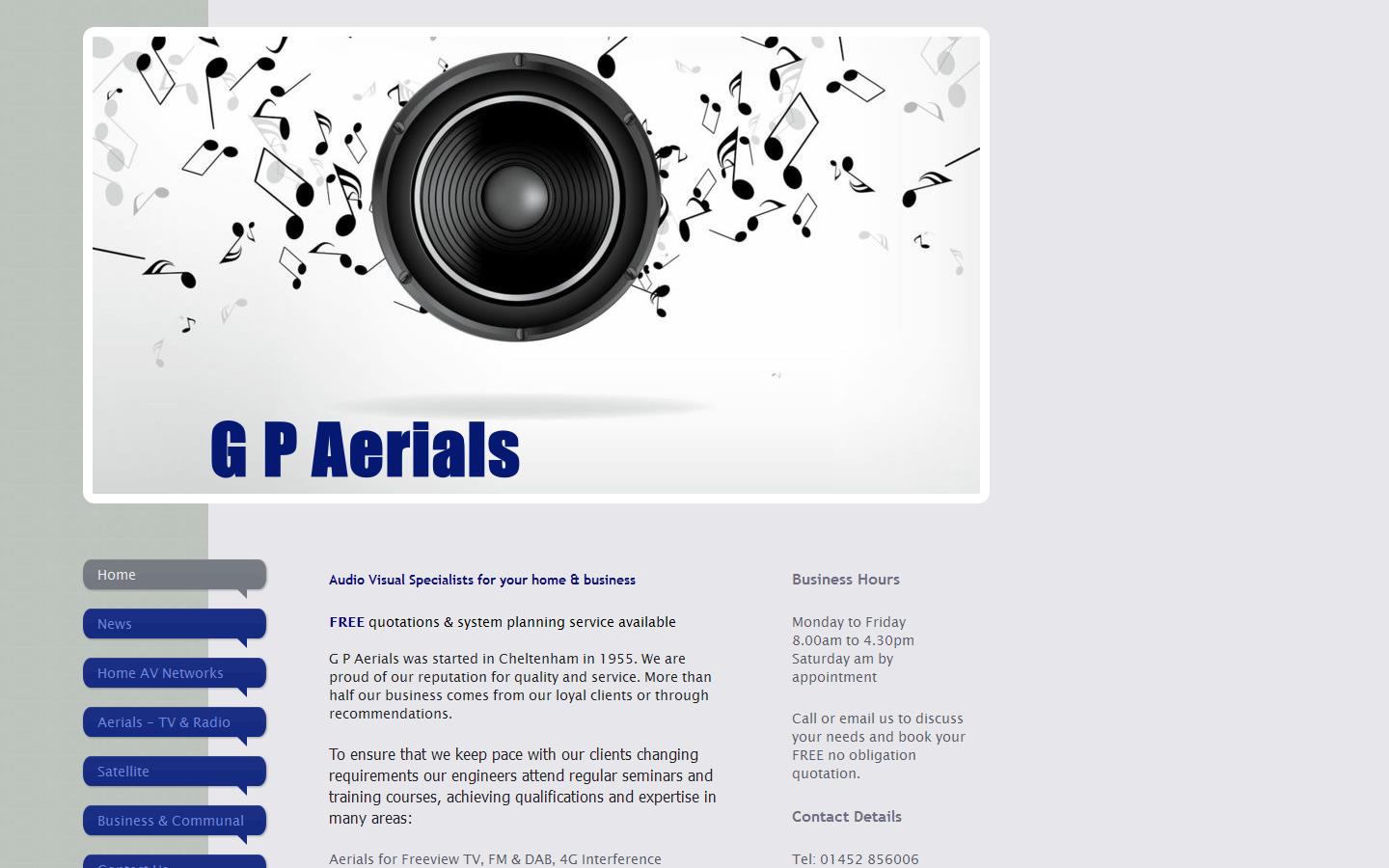 G P Aerials 1955 Ltd Website