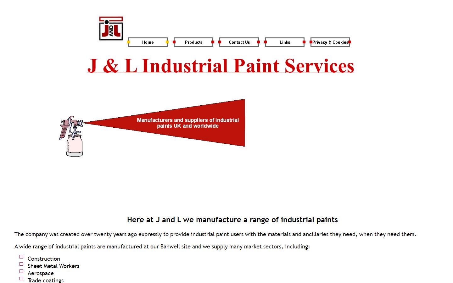 J & L Industrial Paint Services Ltd Website