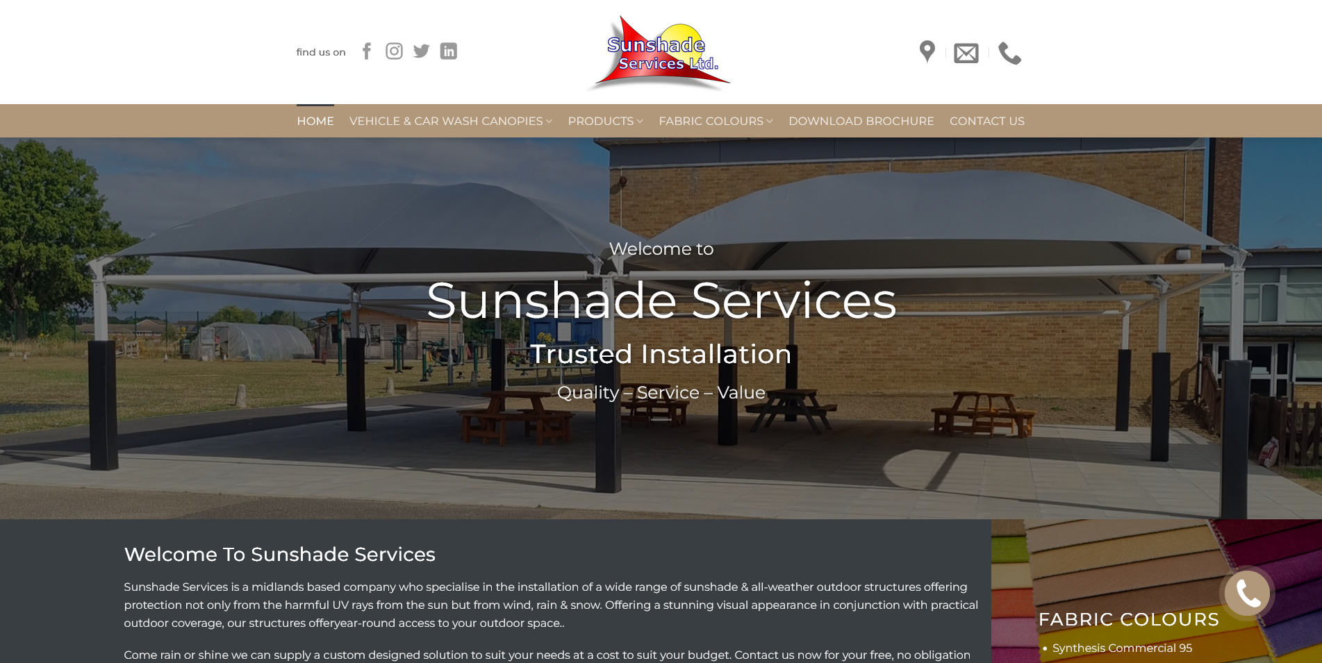 Sunshade Services Ltd Website